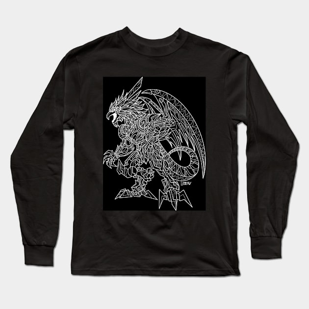 dark mexican kaiju the quetzalcoatl in mecha custom armor ecopop art Long Sleeve T-Shirt by jorge_lebeau